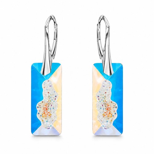 925 Sterling Silver Earrings “Growing Crystal II” (Aurora Borealis) embellished with Crystals by Swarovski®