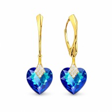 Серебряные серьги 925 пробы «Милый Валентин (Bermuda Blue)» с кристаллами Swarovski®