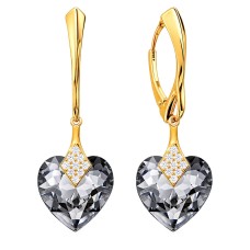 925 Sterling Silver Earrings “Cute Valentine (Silver Night)” created with Crystals by Swarovski®