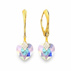 Hõbedased kõrvarõngad „Cute Valentine (Aurora Borealis)“ Swarovski® kristallidega