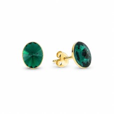 925 Sterling Silver Earrings “Clarice V” (Emerald) embellished with Crystals by Swarovski®