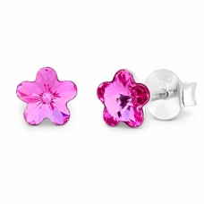 925 Sterling Silver Earrings “Sunny Flower (Fuchsia)” dazzling with Crystals by Swarovski®