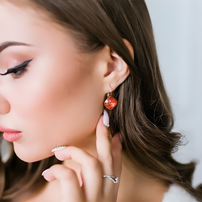 Earrings “Glare IV (Padparadscha)” created with Crystals by Swarovski®