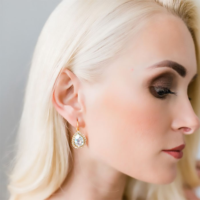 Kõrvarõngad naistele DiamondSky „Taevapiisk (White Patina)“ Swarovski® kristallidega