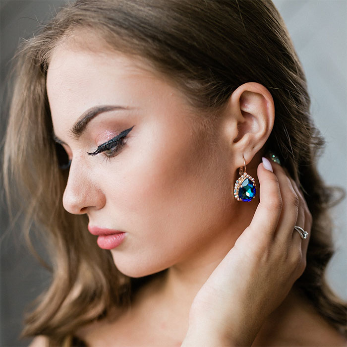 Earrings “Celestial Drop III (Bermuda Blue)” created with Crystals by Swarovski®