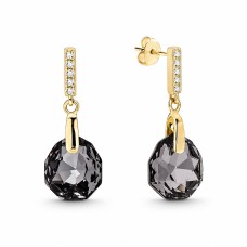 Серебряные серьги 925 пробы «Калатея (Silver Night)» с кристаллами Swarovski®
