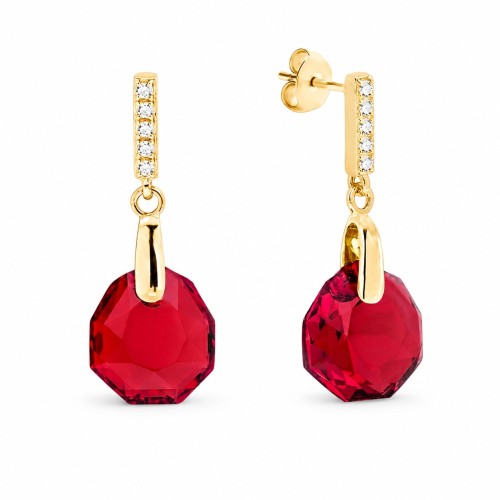 Hõbedased kõrvarõngad „Calathea (Scarlet)“ Swarovski® kristallidega