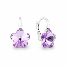 925 Sterling Silver Earrings “Sunny Flower II” (Violet) embellished with Crystals by Swarovski®