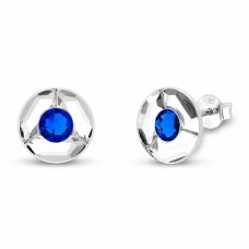 Серебряные серьги 925 пробы «Астра (Capri Blue)» с кристаллами Swarovski®