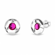 Серебряные серьги 925 пробы «Астра (Fuchsia)» с кристаллами Swarovski®