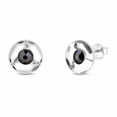 Серебряные серьги 925 пробы «Астра (Hematite)» с кристаллами Swarovski®