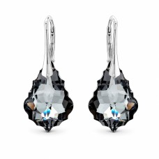 Серебряные серьги 925 пробы «Барокко V (Silver Night)» с кристаллами Swarovski®