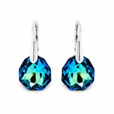 925 Sterling Silver Earrings “Frozen Edges (Bermuda Blue)” created with Crystals by Swarovski®