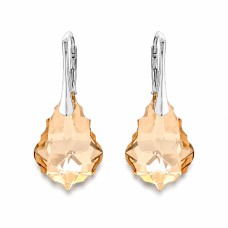 Серебряные серьги 925 пробы «Барокко V (Golden Shadow)» с кристаллами Swarovski®