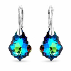 Серебряные серьги 925 пробы «Барокко V (Meridian Blue)» с кристаллами Swarovski®
