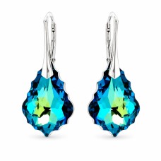 Серебряные серьги 925 пробы «Барокко V (Bermuda Blue)» с кристаллами Swarovski®