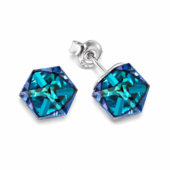 925 Sterling Silver Earrings “Rubicon II (Bermuda Blue)” created with Crystals by Swarovski®