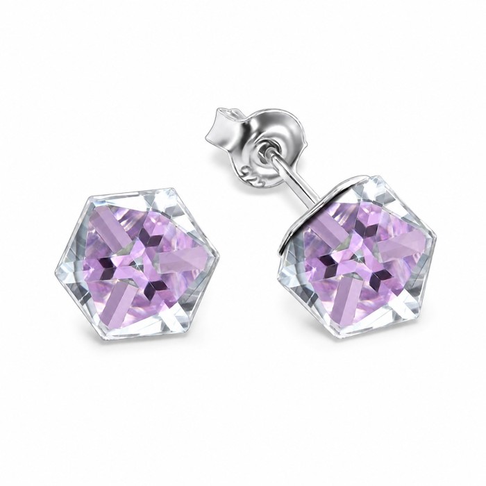 Hõbedased kõrvarõngad „Rubicon II (Vitrail Light)“ Swarovski® kristallidega