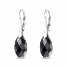 925 Sterling Silver Earrings “Enchanté” (Jet) embellished with Crystals by Swarovski®
