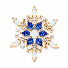 Pross naistele DiamondSky „Snowflake (White Opal / Moonlight / Sapphire)“ Swarovski kristallidega