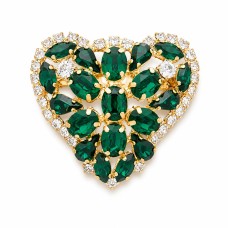 Pross naistele DiamondSky „Crystal Heart II (Emerald)“ Swarovski kristallidega