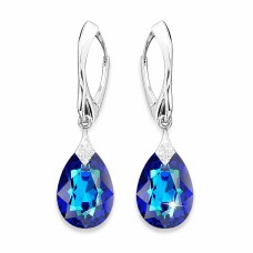 925 Silver Earrings “Moon Shine” (Bermuda Blue) dazzling with Crystals by Swarovski®