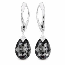 925 Sterling Silver Earrings “Moon Shine” (Silver Night) embellished with Crystals by Swarovski®