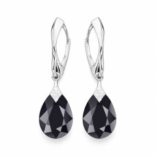 Серебряные серьги 925 пробы «Лунный Блеск (Jet)» с кристаллами Swarovski®