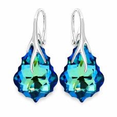 925 Sterling Silver Earrings “Baroque VI” (Bermuda Blue) embellished with Crystals by Swarovski®