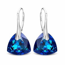 Серебряные серьги 925 пробы «Вечерний Блеск (Bermuda Blue)» с кристаллами Swarovski®
