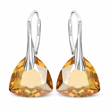 Серебряные серьги 925 пробы «Вечерний Блеск (Golden Shadow)» с кристаллами Swarovski®