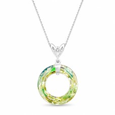 925 Sterling Silver Pendant “Cosmic Ring (Luminous Green)” created with Crystals by Swarovski®