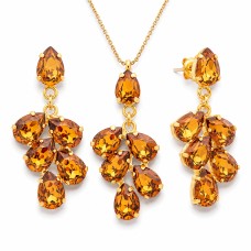 Ehtekomplekt naistele „Amber II (Light Amber)“ Preciosa® kristallidega