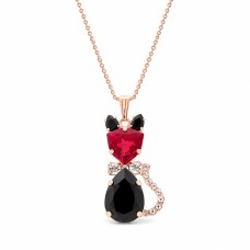 Naiste kaelakee DiamondSky „Solar Cat (Scarlet / Jet)“ Swarovski kristallidega