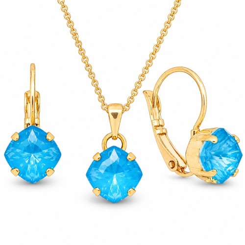 Ehtekomplekt naistele „Magical Square (Electric Blue Ignite)“ Swarovski® kristallidega