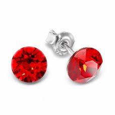 Hõbedased kõrvarõngad „Classic (Light Siam)“ Swarovski® kristallidega