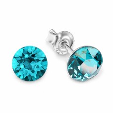 925 Sterling Silver Earrings “Classic” (Blue Zircon) embellished with Crystals by Swarovski®