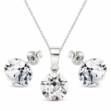 Hõbedane komplekt DiamondSky „Classic“ Swarovski kristallidega