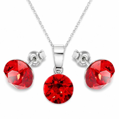 Hõbedane ehtekomplekt naistele „Classic (Light Siam)“ Swarovski® kristallidega