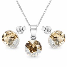 Hõbedane komplekt DiamondSky „Classic (Golden Shadow)“ Swarovski kristallidega