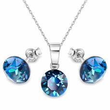 Hõbedane ehtekomplekt naistele „Classic (Bermuda Blue)“ Swarovski® kristallidega