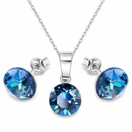 Hõbedane ehtekomplekt naistele „Classic (Bermuda Blue)“ Swarovski® kristallidega