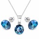 925 Sterling Silver Jewelry Set “Classic (Bermuda Blue)” created with Crystals by Swarovski®