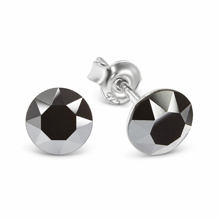 Серебряный комплект «Классика (Jet Hematite)» с кристаллами Swarovski®