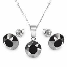 Hõbedane komplekt DiamondSky „Classic (Jet Hematite)“ Swarovski kristallidega