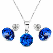 Hõbedane komplekt DiamondSky „Classic (Capri Blue)“ Swarovski kristallidega