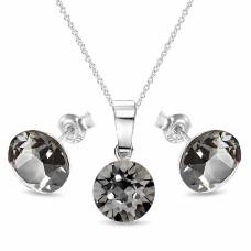 Hõbedane ehtekomplekt naistele „Classic (Silver Night)“ Swarovski® kristallidega