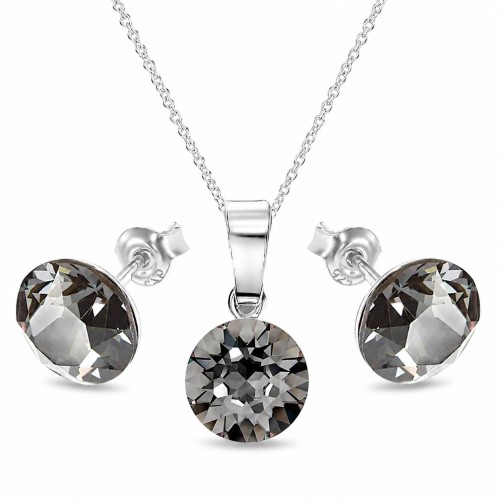Hõbedane ehtekomplekt naistele „Classic (Silver Night)“ Swarovski® kristallidega