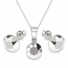 Hõbedane ehtekomplekt naistele „Classic (Light Chrome)“ Swarovski® kristallidega