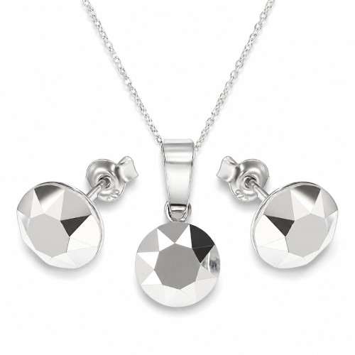 Hõbedane ehtekomplekt naistele „Classic (Light Chrome)“ Swarovski® kristallidega